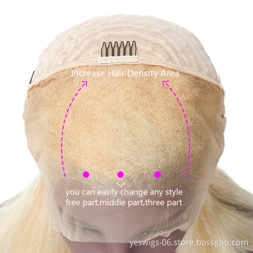 Wholesale Straight Virgin Cuticle Aligned Hair Blonde 613 Human Hair Lace Front Wigs Glueless Closure Wigs